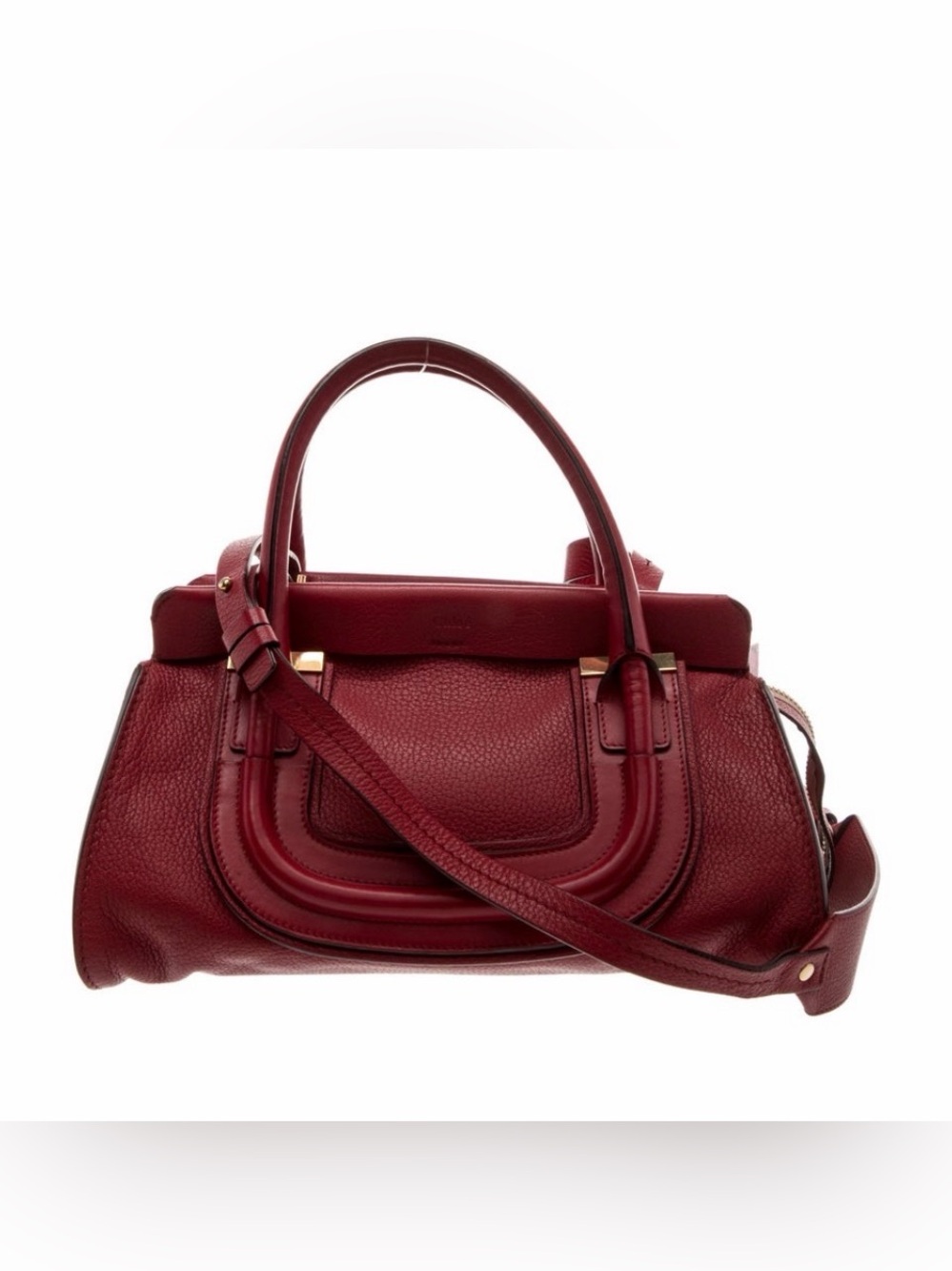 Chloé Everston Red Leather Satchel Shoulder Crossbody Bag
